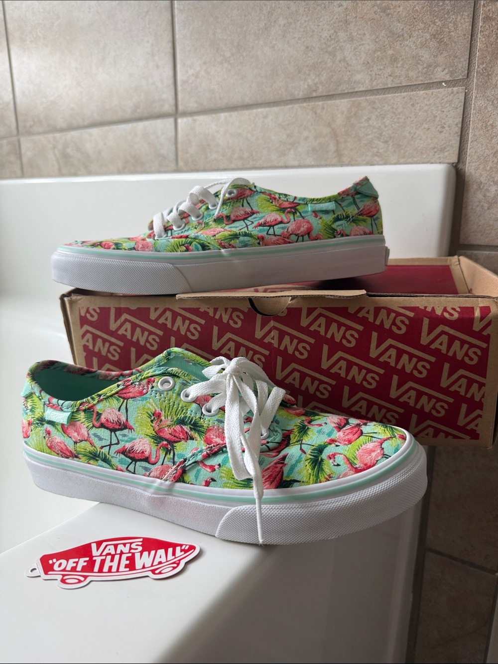 Vans Flamingo Canvas Sneakers - Pink & Green